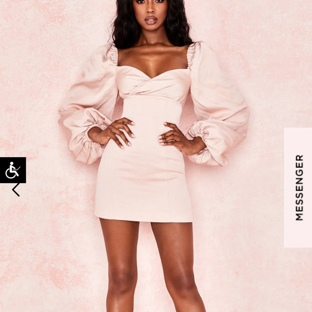 NWT House of CB Dress Medium Aliyah Puff Sleeve - Picture 6 of 14